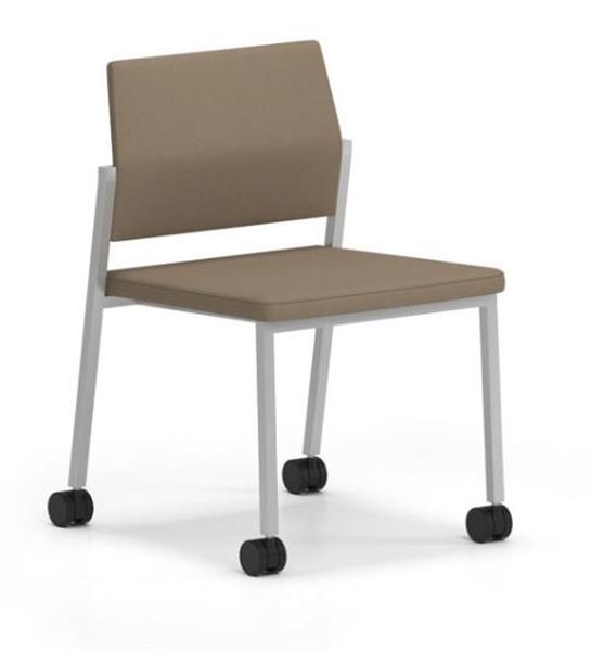 Avon Armless Chair w Casters - Upholstered Seat & Upholstered Back